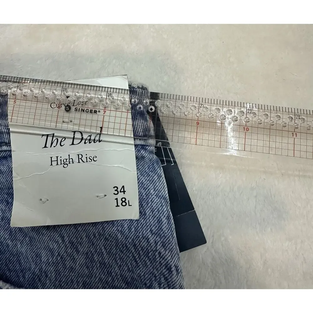 NWT Women's Abercrombie & Fitch Dad High Rise Med Wash Curve Love Jeans 18 Long